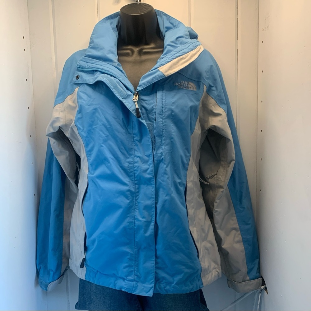 The North Face Women’s HyVent Jacket M Varius Guide Blue Grey Zip Removable Hood